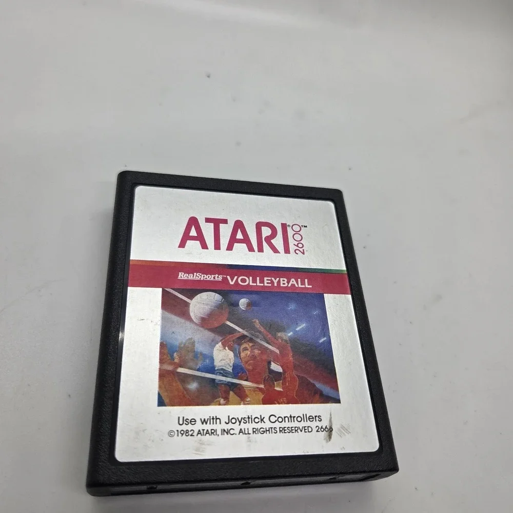 Atari 2600 RealSports Volleyball Game Cartridge Silver Label Tested Working